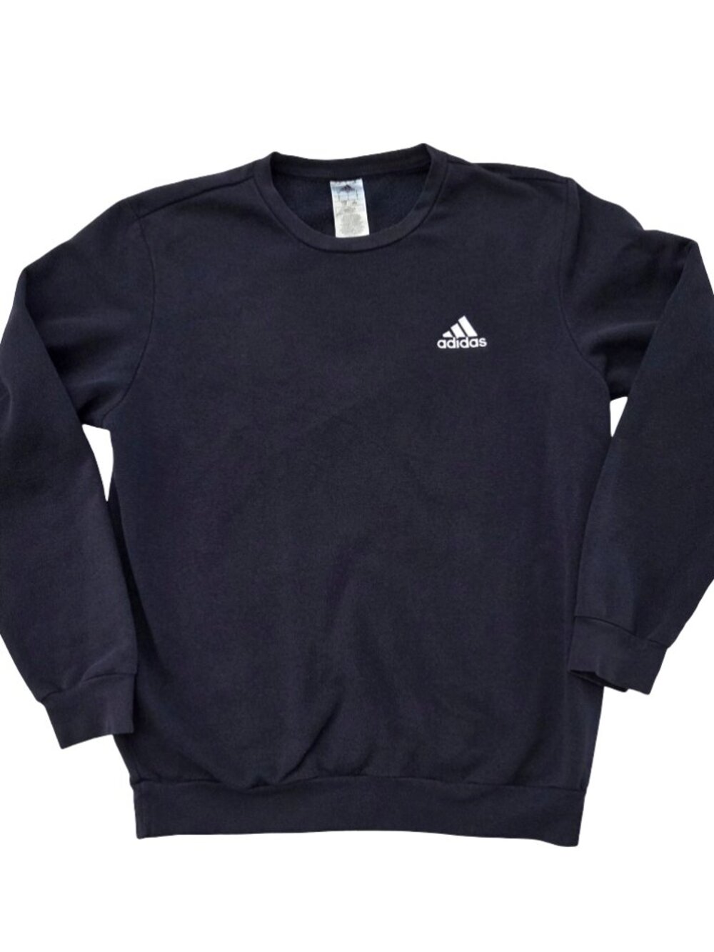 Adidas Sweatshirt Mens L Navy Blue Crewneck Embroidered Logo Pullover Athletic
